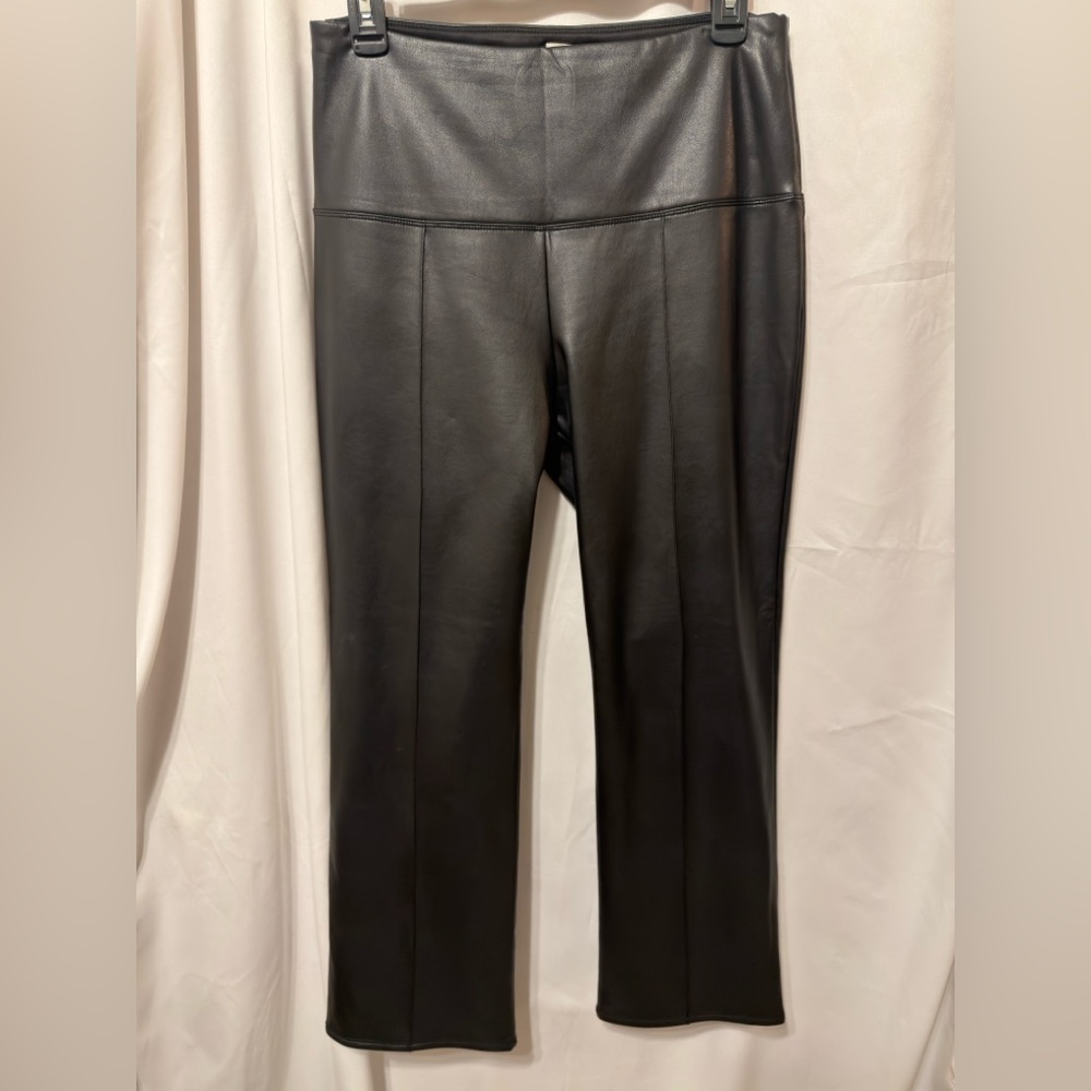 Joie black faux leather pants with tummy control size large - Picture 3 of 9
